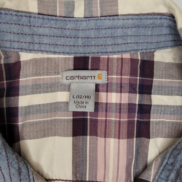 Carhartt 102262 Women's Dodson Long Sleeve Plaid Shirt Size Large 12-14 Oversize - Picture 6 of 14